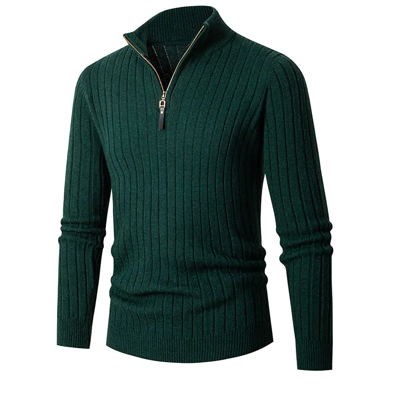 Men's Long-sleeved Half-turtleneck Zip Sweater