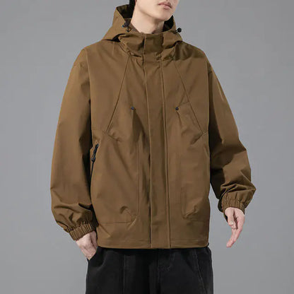 Men's Windproof Waterproof Hooded Jacket for Outdoors