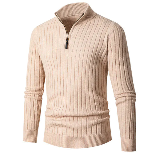 Men's Long-sleeved Half-turtleneck Zip Sweater